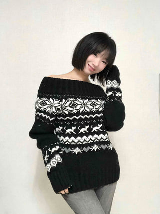 Edgy Nordic Off-shoulder Knit