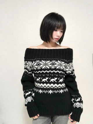Edgy Nordic Off-shoulder Knit