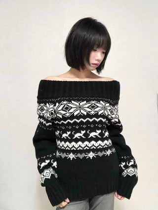 Edgy Nordic Off-shoulder Knit