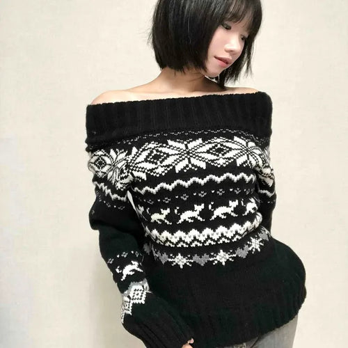 Edgy Nordic Off-shoulder Knit