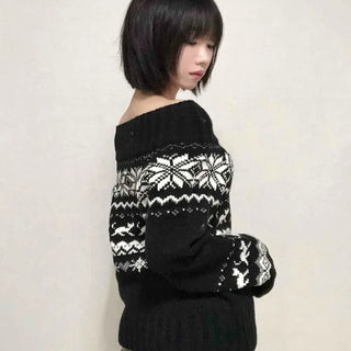 Edgy Nordic Off-shoulder Knit