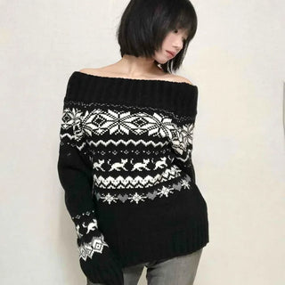 Edgy Nordic Off-shoulder Knit