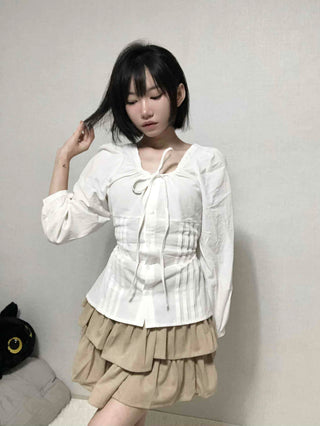 Pintuck Barrier Strap Blouse