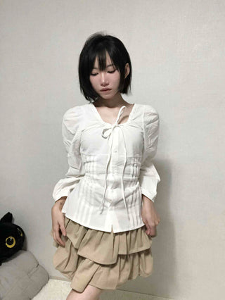 Pintuck Barrier Strap Blouse