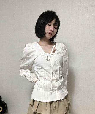 Pintuck Barrier Strap Blouse