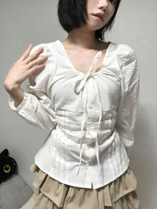 Pintuck Barrier Strap Blouse