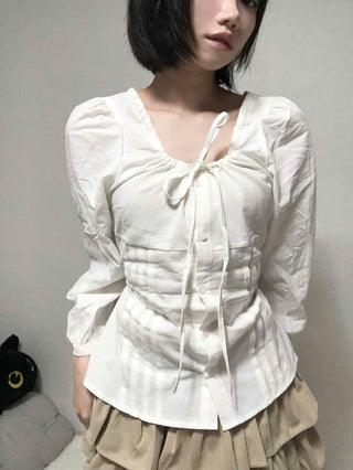 Pintuck Barrier Strap Blouse