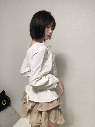 Pintuck Barrier Strap Blouse