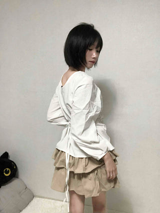 Pintuck Barrier Strap Blouse