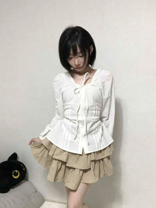 Pintuck Barrier Strap Blouse