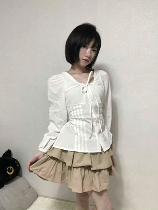 Pintuck Barrier Strap Blouse