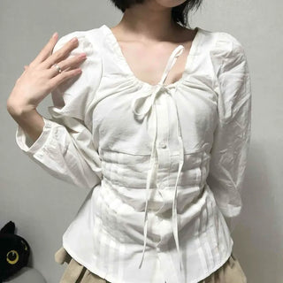 Pintuck Barrier Strap Blouse