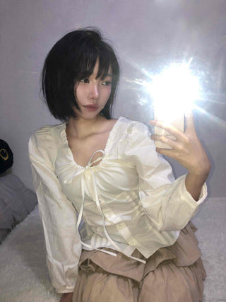 Pintuck Barrier Strap Blouse
