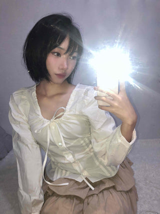 Pintuck Barrier Strap Blouse