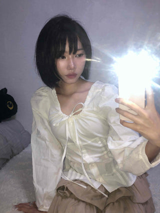 Pintuck Barrier Strap Blouse
