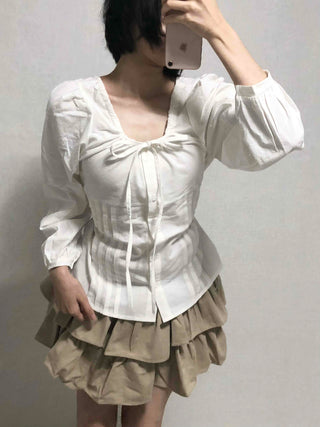 Pintuck Barrier Strap Blouse