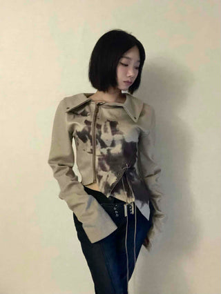 Beige retro eyelet jacket