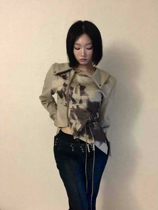 Beige retro eyelet jacket