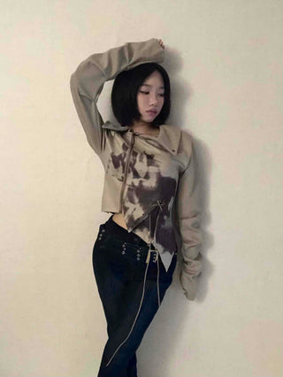 Beige retro eyelet jacket