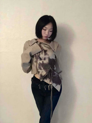 Beige retro eyelet jacket