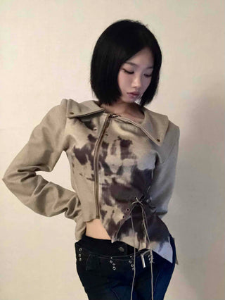 Beige retro eyelet jacket