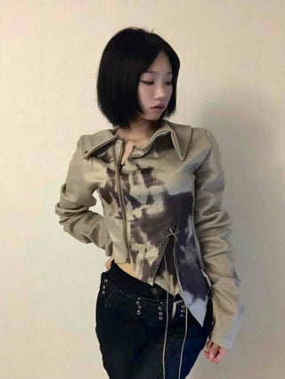 Beige retro eyelet jacket