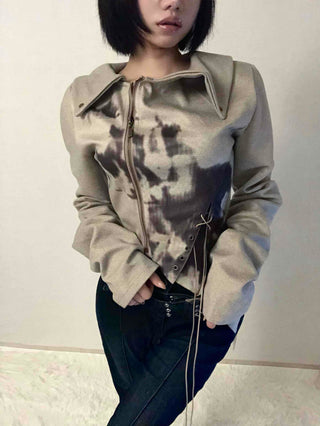 Beige retro eyelet jacket