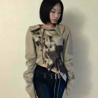 Beige retro eyelet jacket