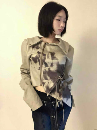 Beige retro eyelet jacket