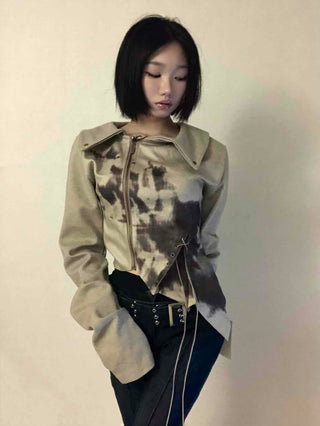 Beige retro eyelet jacket