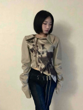 Beige retro eyelet jacket