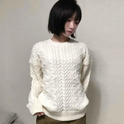 Street Cable Knit Plain Knit