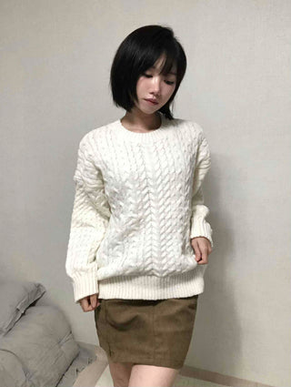 Street Cable Knit Plain Knit