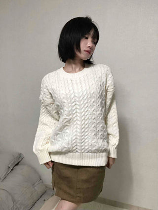 Street Cable Knit Plain Knit