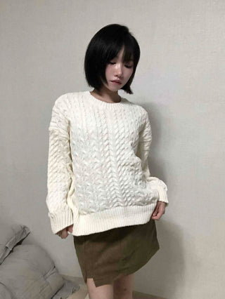 Street Cable Knit Plain Knit