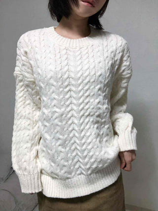 Street Cable Knit Plain Knit