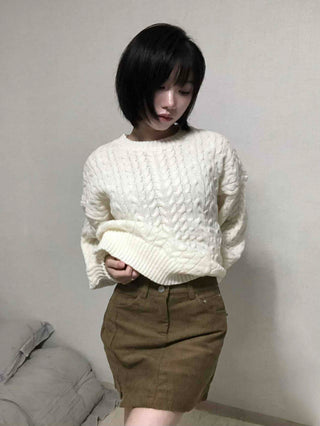 Street Cable Knit Plain Knit