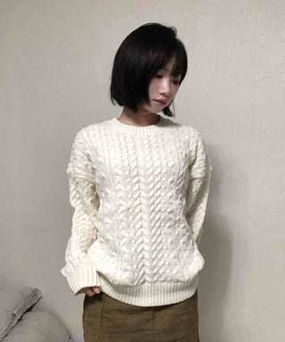 Street Cable Knit Plain Knit