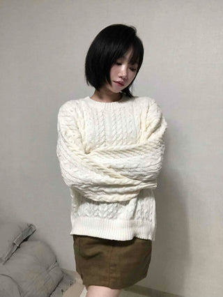 Street Cable Knit Plain Knit