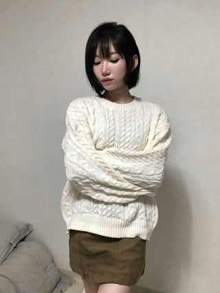 Street Cable Knit Plain Knit