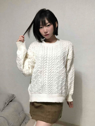 Street Cable Knit Plain Knit