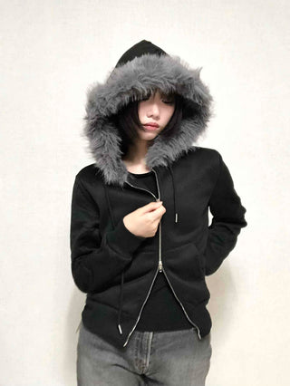 Street Two-Way Fur Zip-Up Hoodie