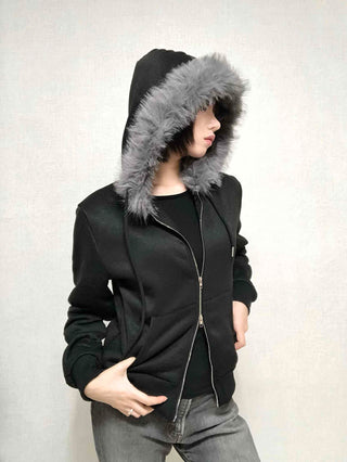 Street Two-Way Fur Zip-Up Hoodie