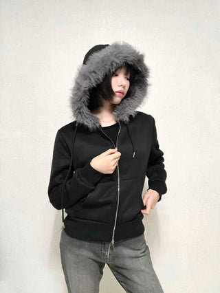 Street Two-Way Fur Zip-Up Hoodie