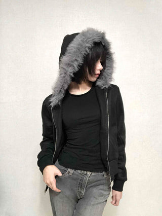 Street Two-Way Fur Zip-Up Hoodie