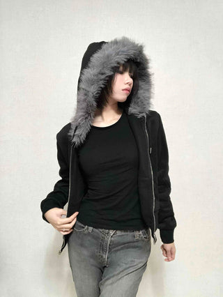 Street Two-Way Fur Zip-Up Hoodie