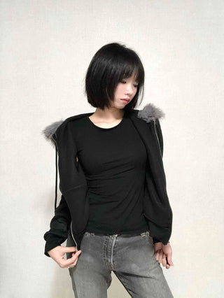 Street Two-Way Fur Zip-Up Hoodie