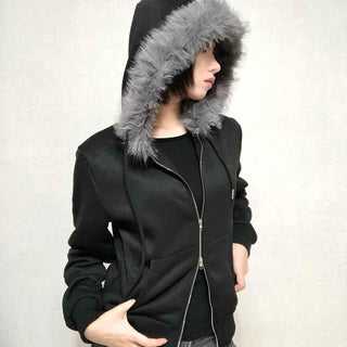 Street Two-Way Fur Zip-Up Hoodie