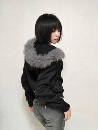 Street Two-Way Fur Zip-Up Hoodie
