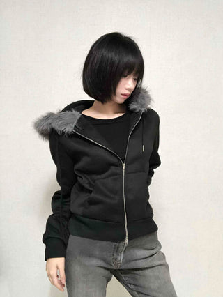 Street Two-Way Fur Zip-Up Hoodie